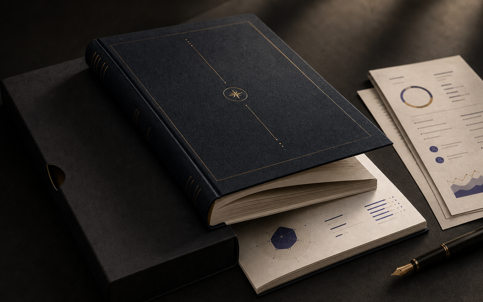 Your finished custom career book with printed results and a fountain pen